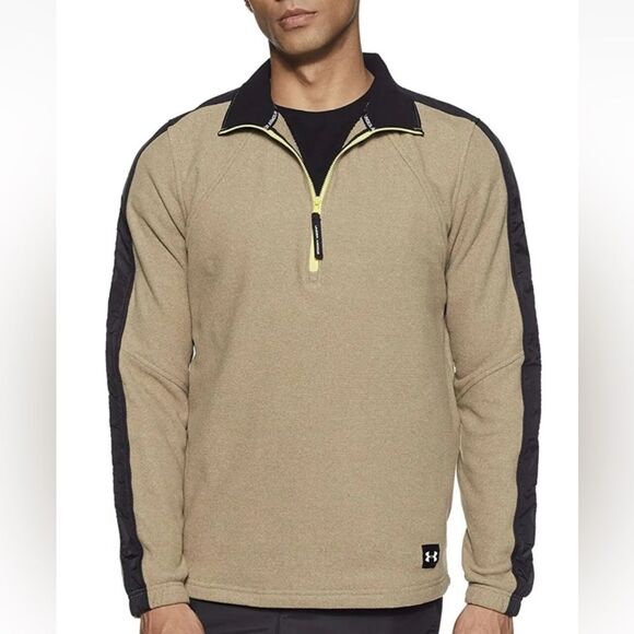 UNDER ARMOUR MENS COLDGEAR PULLOVER 1/4 ZIP JACKET TAN & BLACK Size XL - EUC! - Picture 1 of 9